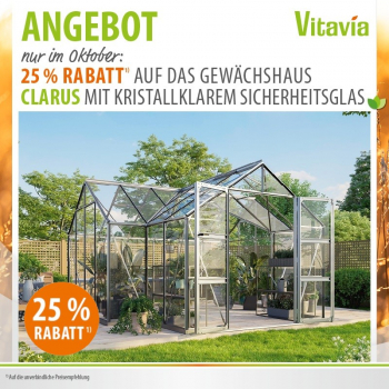 Vitavia Gewächshaus CLARUS 383x383cm 13m² ESG Glas inkl.Fundament Alu eloxiert