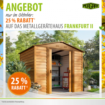 Pergart Metall Gerätehaus Frankfurt II 86 BxTxH:236x195x209cm 4,03m² Holzoptik