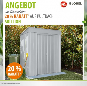 Globel Metall Gerätehaus Skillion 64 BxTxH 180x124x197cm 2m² Pultdach Silber