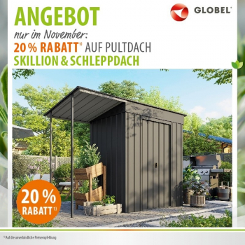 Globel Metall Gerätehaus Skillion 64 + Schleppdach BxTxH 263x124x199cm Anthrazit