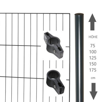 Elmar Jung SET Classic Einstabmattenzaun + Rundpfosten Ø 34mm anthrazit