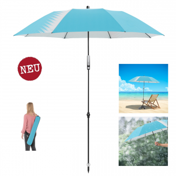 Doppler Strandschirm EXPERT Multi 160 Push Up hellblau/silber inkl.Tragetasche