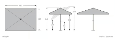 Doppler Balkonschirm SUNLINE NEO WATERPROOF 185x120 mit Tragetasche