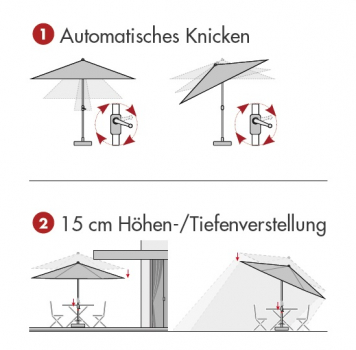 Doppler Balkon Kurbelschirm ALU WOOD Ultra 300x200cm höhenverstellbar Natur