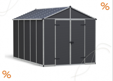 Palram-Canopia Gerätehaus RUBICON 8x12 BxT 237x377cm 8,6m² Polycarbonat 10mm grau