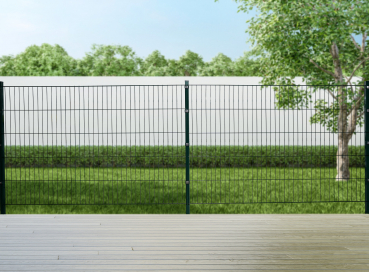 Elmar Jung 10m Doppelstabmattenzaun Set Standard 143cm hoch grün 6 Pfosten 40/40