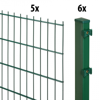 Elmar Jung 10m Doppelstabmattenzaun Excellent 83cm hoch grün 6 Pfosten 40/60