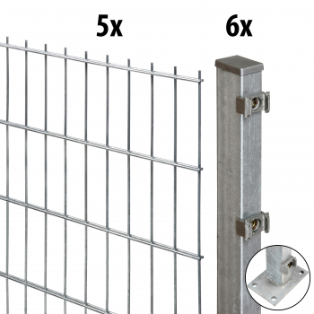 10m Doppelstabmattenzaun Excellent 83cm hoch verzinkt Pfosten mit Bodenplatte