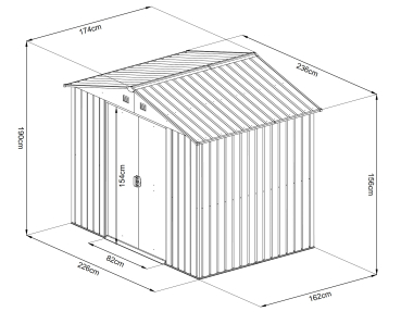 Preisgünstiges Metall Gerätehaus Basic 4㎡ L174xB236xH190cm Satteldach GARDEN N MORE