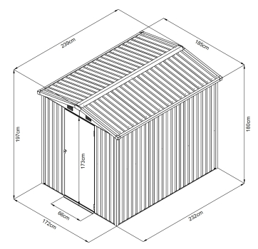 Premium Gerätehaus Basic Plus 4,4㎡ L239xB185xH197cm Satteldach abschließbar GARDEN N MORE