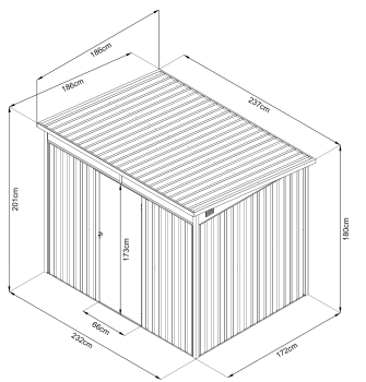 Premium Gerätehaus Skylight Plus 4,5㎡ L186xB237xH201cm Pultdach abschließbar GARDEN N MORE