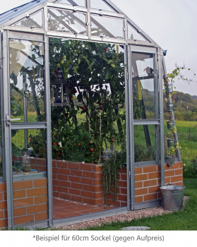 Vario Stahl Gewächshaus Kärnten 5 Nörpelglas 4mm BxT 276x505cm 13,9m² Moosgrün