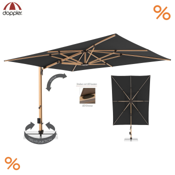 Doppler Premium Pendelschirm ALU WOOD XL ULTRA 400x300cm LED Anthrazit