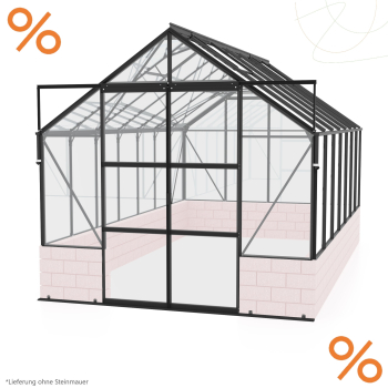 AKTION Vitavia Gewächshaus Cassandra 11500 BxT 257x448cm ESG Alu schwarz, ohne Sockel