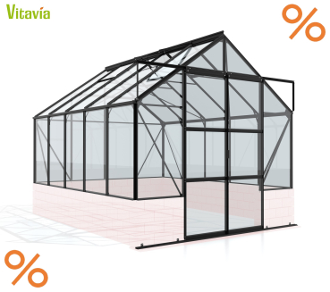 AKTION Vitavia Gewächshaus Cassandra 8300 BxT 257x323cm ESG Alu schwarz, ohne Sockel