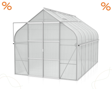 AKTION Gewächshaus Diana 11500 4mm HKP BxTxH 264x445x255cm 11,5m² Alu eloxiert