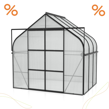 AKTION Gewächshaus Diana 5000 4mm HKP BxTxH 264x195x255cm 5m² Alu schwarz