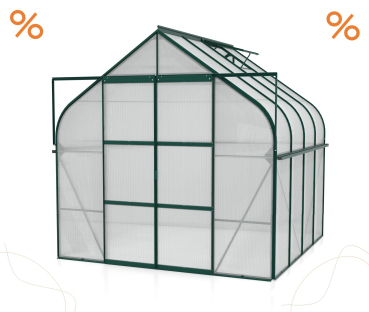 AKTION Gewächshaus Diana 6700 4mm HKP BxTxH 264x258x255cm 6,7m² Alu smaragd