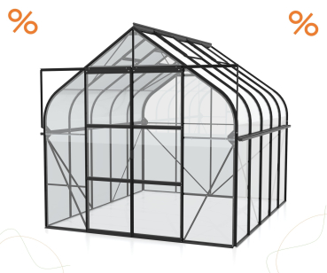 AKTION Gewächshaus Diana 8300 ESG Glas BxTxH 264x321x255cm 8,3m² Alu schwarz