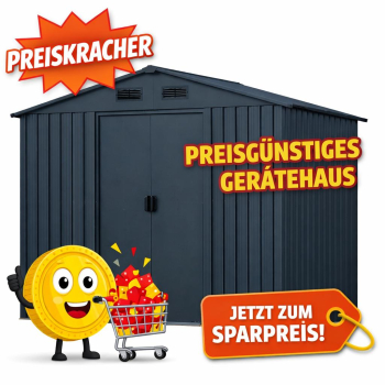 Preisgünstiges Metall Gerätehaus Basic 4㎡ L174xB236xH190cm Satteldach GARDEN N MORE