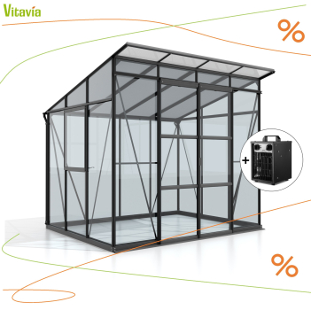 AKTION (+Heizung) Vitavia Gewächshaus Playa 5900 ESG/HKP schwarz inkl.Fundamentsrahmen