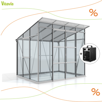 AKTION (+Heizung) Vitavia Gewächshaus Playa 5900 ESG/HKP eloxiert inkl. Fundamentsrahmen