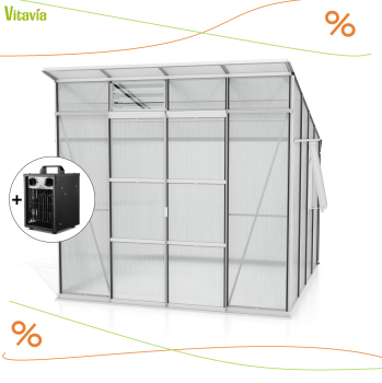 AKTION (+Heizung) Vitavia Gewächshaus Playa 7600 6mm HKP eloxiert inkl. Fundamentsrahmen