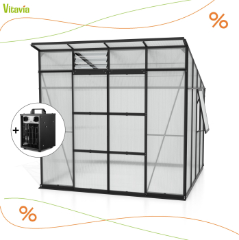 AKTION (+Heizung) Vitavia Gewächshaus Playa 7600 6mm HKP schwarz inkl. Fundamentsrahmen