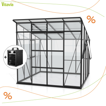 AKTION (+Heizung) Vitavia Gewächshaus Playa 7600 ESG/HKP schwarz inkl. Fundamentsrahmen