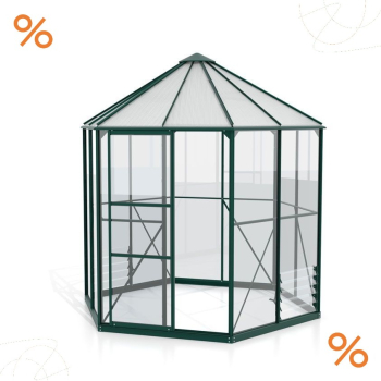 Vitavia Gewächshaus Hera 4500 ESG/HKP 3/6mm 253x221cm 4,5m² Alu smaragd