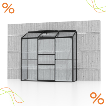AKTION Vitavia Anlehngewächshaus Ida 1300 BxT 193x69cm 1,3m² ESG Glas Alu schwarz