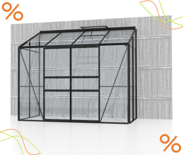 Vitavia Anlehngewächshaus Ida 3300 BxT 255x132cm 3,3m² ESG Glas Alu schwarz