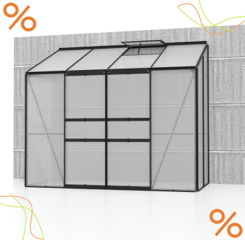 AKTION Vitavia Anlehngewächshaus Ida 3300 BxT 255x132cm 3,3m² 4mm HKP Alu schwarz