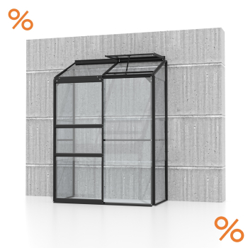 AKTION Vitavia Anlehngewächshaus Ida 900 BxT 131x69cm 0,9m² ESG Glas Alu schwarz
