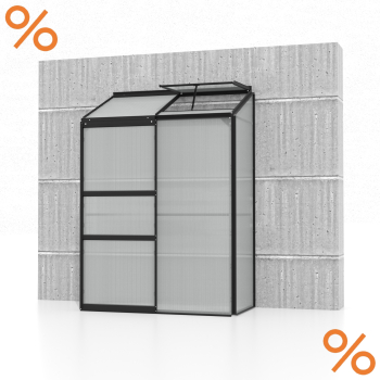 AKTION Vitavia Anlehngewächshaus Ida 900 BxT 131x69cm 0,9m² 4mm HKP Alu schwarz