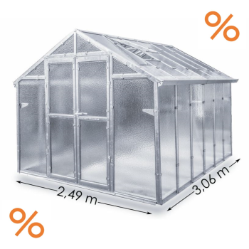 Vario Stahl Gewächshaus Junior 3 Nörpelglas 4mm BxT 249x306cm 7,5m² verzinkt
