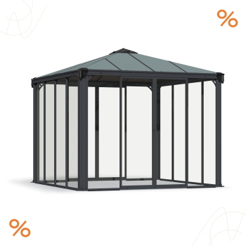 Palram-Canopia geschlossener Aluminium Pavillon LEDRO 3000 3x3m Polycarbonat/Acryl