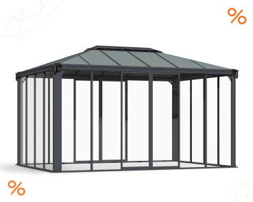 Palram-Canopia geschlossener Aluminium Pavillon LEDRO 4300 3x4.3m 10x14 Polycarbonat/Acryl