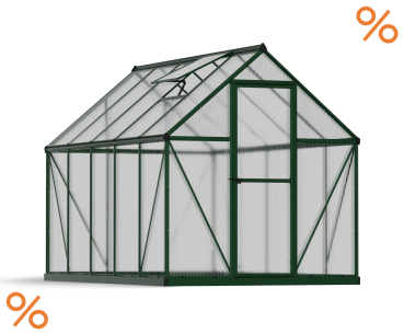 Palram-Canopia Alu Gewächshaus MYTHOS  6X10 (185x306cm) 4mm HKP 5,7m² grün