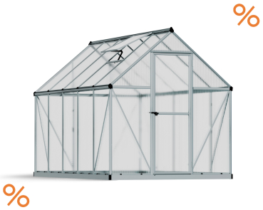 Palram-Canopia Alu Gewächshaus MYTHOS  6X10 (185x306cm) 4mm HKP 5,7m² silber