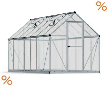 Palram-Canopia Alu Gewächshaus MYTHOS  6X14 (185x426cm) 4mm HKP 7,9m² silber