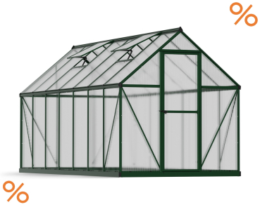 Palram-Canopia Alu Gewächshaus MYTHOS  6X14 (185x426cm) 4mm HKP 7,9m² grün