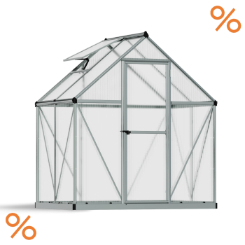 Palram-Canopia Alu Gewächshaus MYTHOS 6X4 (185x126cm) 4mm HKP 2,3m² silber