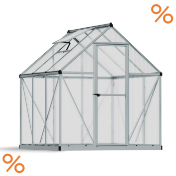 Palram-Canopia Alu Gewächshaus MYTHOS  6X6 (185x186cm) 4mm HKP 3,4m² silber