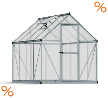 Palram-Canopia Alu Gewächshaus MYTHOS  6X8 (185x247cm) 4mm HKP 4,6m² silber