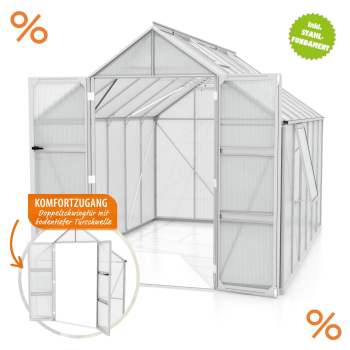 Vitavia Gewächshaus Olymp 9900 257x386cm HKP 4mm eloxiert + Fundamentsrahmen