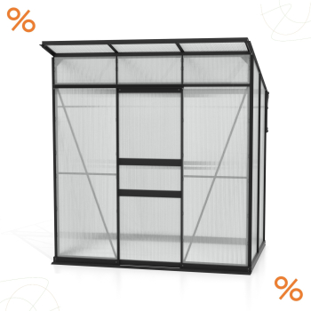 Vitavia Gewächshaus Palma 3250 6mm HKP BxT 196x167 Alu schwarz + Fundamentsrahmen