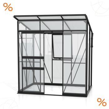 Vitavia Gewächshaus Palma 3250 ESG/HKP BxT 196x167 Alu schwarz + Fundamentsrahmen