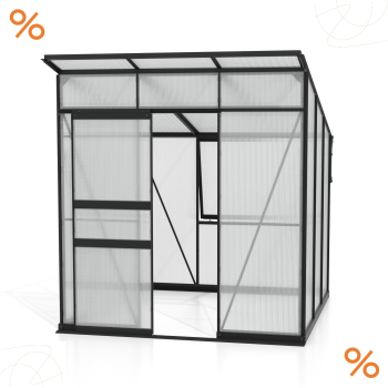 Vitavia Gewächshaus Palma 4450 6mm HKP BxT 196x229 Alu schwarz + Fundamentsrahmen