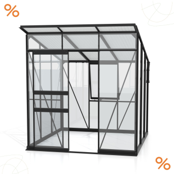 Vitavia Gewächshaus Palma 4450 ESG/HKP BxT 196x229 Alu schwarz + Fundamentsrahmen